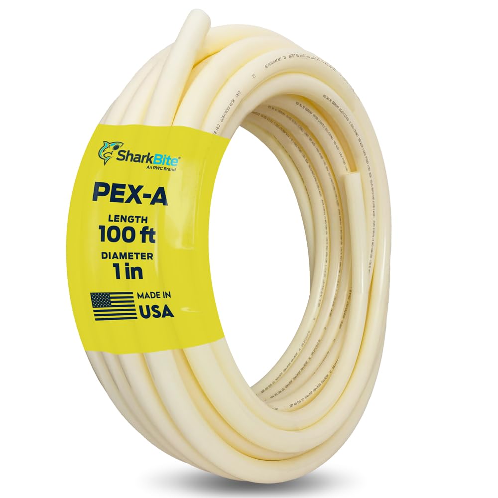 SharkBite 1 Inch x 100 Feet White PEX-A, Made in the USA, Flexible Water Pipe Tubing for Plumbing, UA80W100