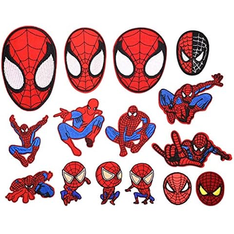 CYWQ 15Pcs Spiderman Iron on Patches Patch Stickers Embroidered Applique for Jeans Jackets, Clothing, Handbag, Shoes, Caps for Kids Adults Cover