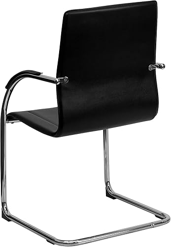 Miniatura 8 de Flash Furniture Silla de recepción lateral de vinilo negro con base cromada