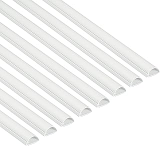 D-Line Mini Cable Trunking 8-Pack, Half Round Cable Cover, Paintable, Self-Adhesive Wire Cover, Hide TV Wires, Cable Management - 8x 30mm (W) x 15mm (H) x 1-meter Lengths (8-Meter) - White