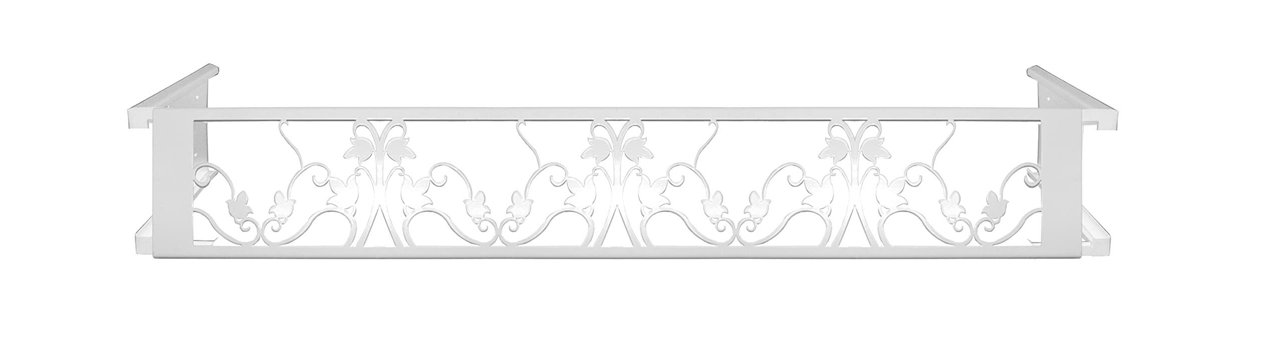 Balconcillo para Macetas, Balconcillo para Plantas, Portamacetas Ventana, Protector de macetas, Modelo Floral Extensible 140-200 cm, Blanco