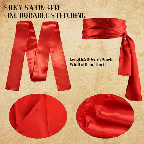FeelfunFeather Pirate Costume Accessories for Women with Head Scarf Wrap Pirate Corset Eye Patch Necklace Sash Chain Belt.red - Thumbnail 6