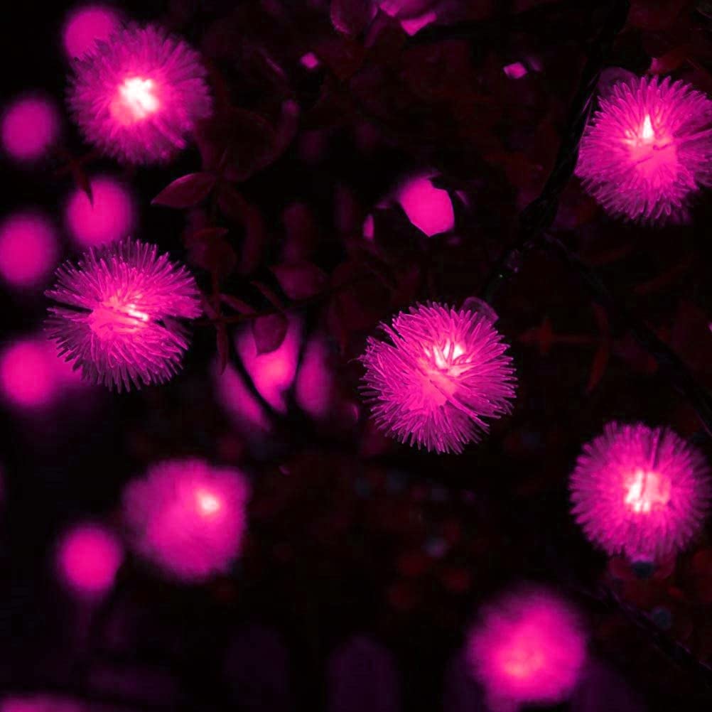 Solar-Lichterkette für den Außenbereich,12m 100LED Solar-Lichterkette mit Kugeln, wasserdicht, 8 Modi für Garten und Hof (Rosa)