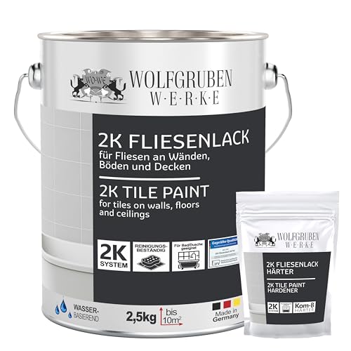 WO-WE Peinture Résine époxy pour carrelage sol mur dans cuisine, douche W712 Gris clair - 2,5Kg
