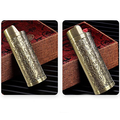 Jinmunic 2Pcs Lighter Case Cover Holder Metal Vintage Floral Stamped Fit For Bic Full J6 Series Lighter #TOP2