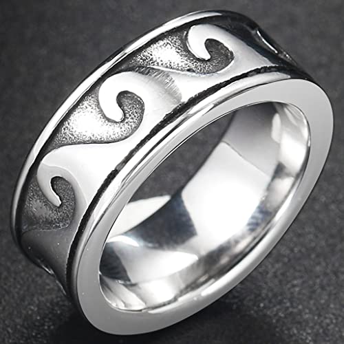 Jude Jewelers 8mm Stainless Steel Retro Vintage Ocean Sea Wave Tide Style Wedding Band Ring2
