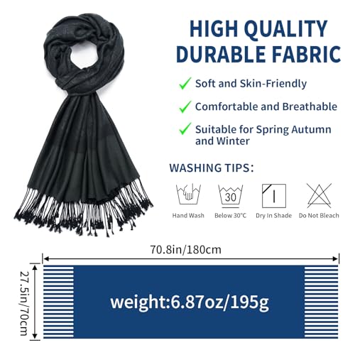 Paisley Pashmina Shawl Wrap Women Reversible Vintage Jacquard Pashmina Rave Scarf with Fringe for Evening, Wedding3