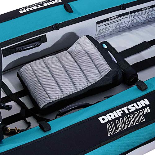 Driftsun Almanor 146 Two Adult Plus One Child Inflatable Recreational Touring Kayak With Eva Padded Seats With High Back Support, Includes Paddles, Pump, Child Seat #TOP7