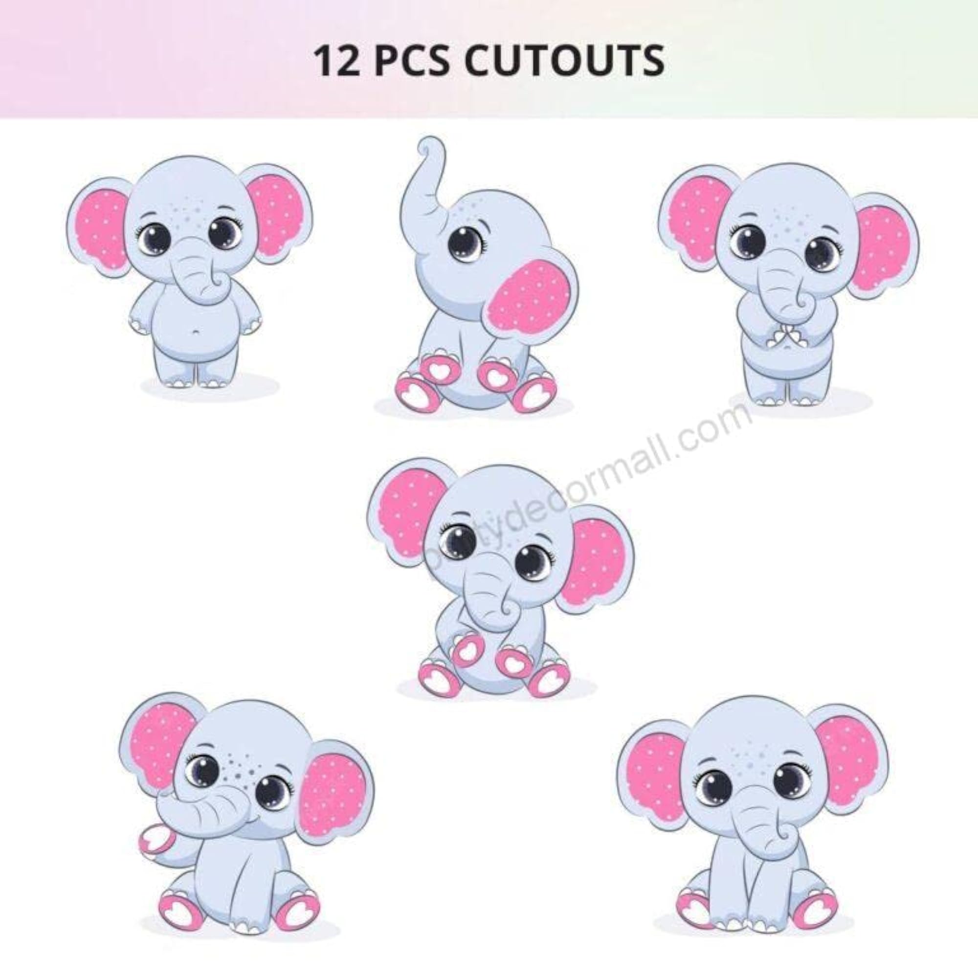 Baby Elephant Girl Theme Cutout (12 Pcs), Decorative Gift