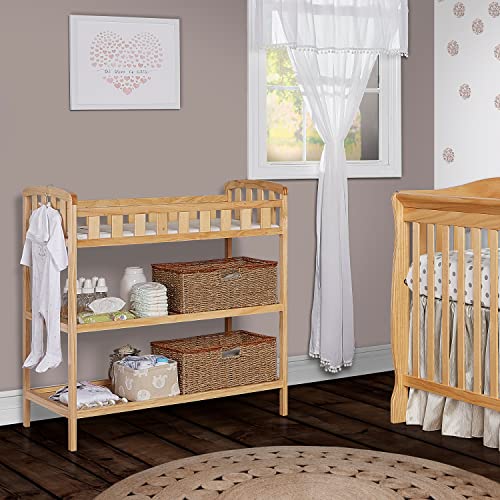 Dream On Me Emily Changing Table In Natural, Comes With 1" Changing Pad, Features Two Shelves, Portable Changing Station, Made Of Sustainable New Zealand Pinewood #TOP2