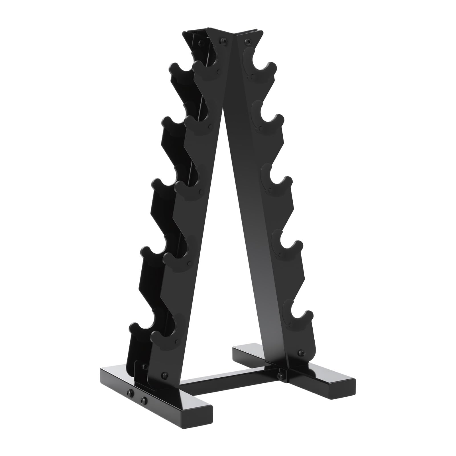 Supporto per manubri a 5 ripiani in acciaio, per 5 paia di manubri, design a telaio ad A, con tappi di protezione in gomma, supporto per manubrio per palestra e casa, portata 100 kg