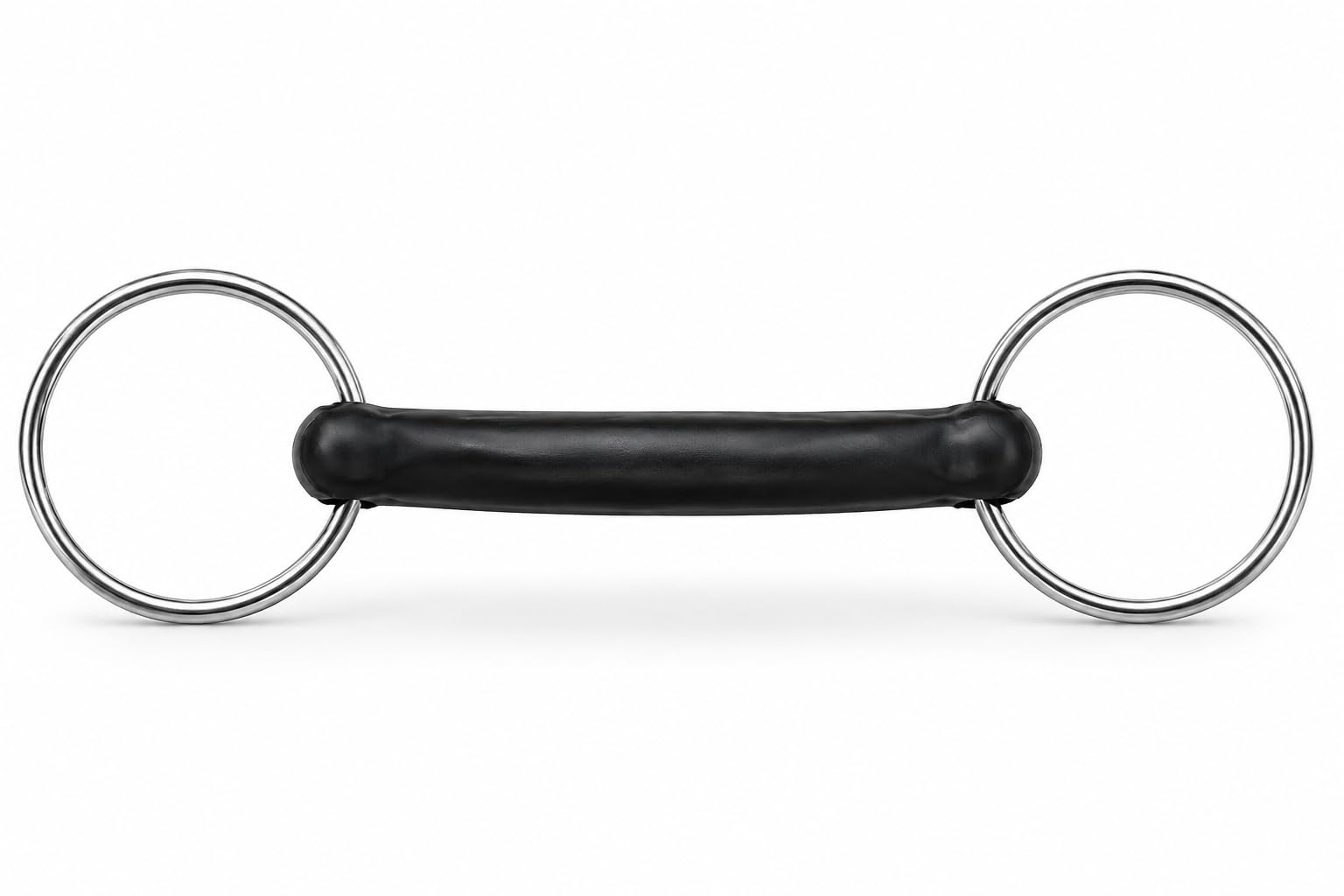 ACES SPORTS Flexible Rubber Mouth Snaffle Bit 5.5 inches, Stainless Steel Rings