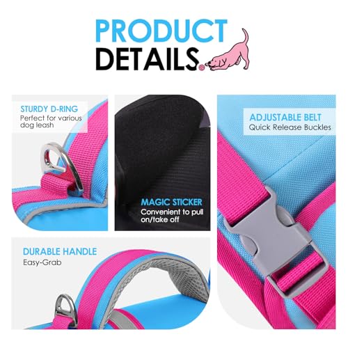 AOFITEE Dog Life Jacket, Shark Dog Life Vest for Swimming Boating, High Flotation Pet Lifesaver with Rescue Handle, Reflective French Bulldog Lifejacket, Swim Vest for Small Medium Large Dogs, M by AOFITEE - Used condition - Image 3