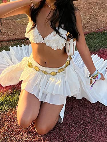 Seyurigaoka Women Y2k Ruffle Mini Skirt Asymmetrical Hem A Line Mini Short Pleated Skirt Summer Fairycore Skirt Streetwear4