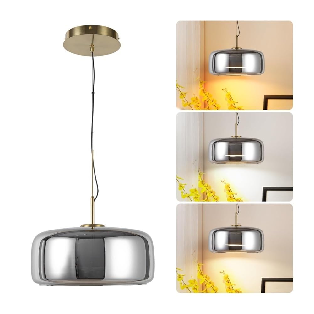 Suspension LED dorée intensité variable et couleur réglable par télécommande 15" - 7