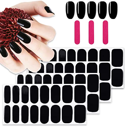 Black White Full Wrap Nail Polish Stickers Self Adhesive Gel Nail Art Strips Sticker Design Waterproof Nail Decal Strips With 3 Pcs Nail File For Women Diy Craft Decoration Tips(8 Sheets) #TOP1