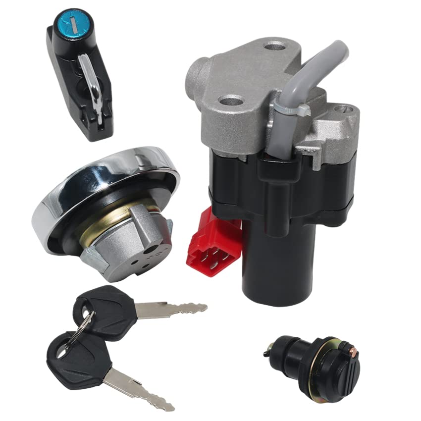 Ignition Switch Gas Cap Cover Seat Lock Key Set for Yamaha XVS650 XVS1100 XVS650A XVS1100A for Yamaha (XVS125,XVS250,XVS400, XVS650,XVS1100) Drag Star OEM 4TR-82021-00 4TR-82501-00 4TR-82501-01