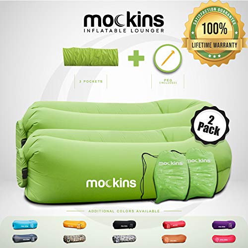 Mockins 2 Pack Inflatable Lounger Air Sofa Perfect for Beach Chair Camping Chairs