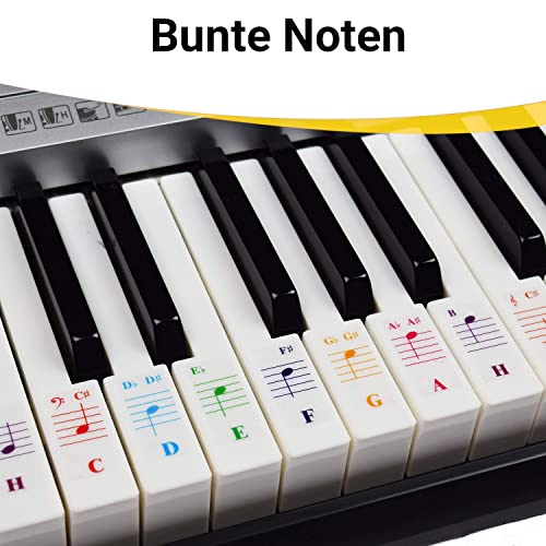Klavieraufkleber für Keyboards mit 49/61 / 76/88 Tasten – Transparent und Entfernbar