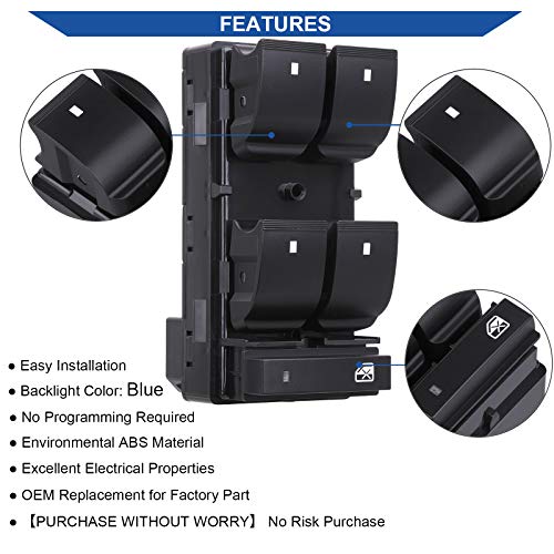 Obaee Driver Side Power Master Window Switch, Compatible with Chevy Silverado/Chevrolet Traverse/HHR/2007-2013 GMC Sierra/Yukon/Buick Enclave Replace OE 20945129 25789692 - Image 6
