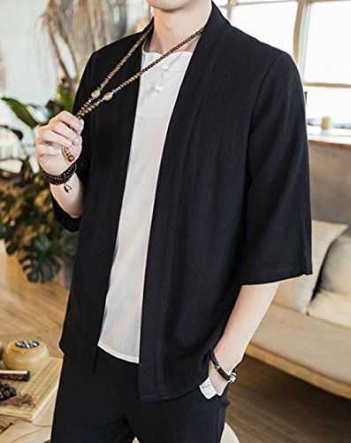 最安値 Piite カーディガン 麻綿 ワイシャツ メンズ 夏 ゆったり コーディガン シンプル Tシャツ 無地 薄手 シャツ メンズ 七分袖 羽織 通気 トップス 和式パーカー おしゃれ カジュアルブラック6 3471 の価格比較