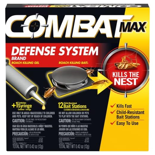 Combat Max Defense System Brand, Small Roach Killing Bait and Gel, 12 Count