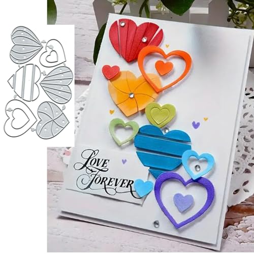 Suds&WH - Suds&WH 6pcs Heart Love Metal Die Cuts,Valentine's Day Heart Cutting Dies Cut Stencils for DIY Invitation Card Scrapbooking Album Embossing Paper Dies Card Making, silver