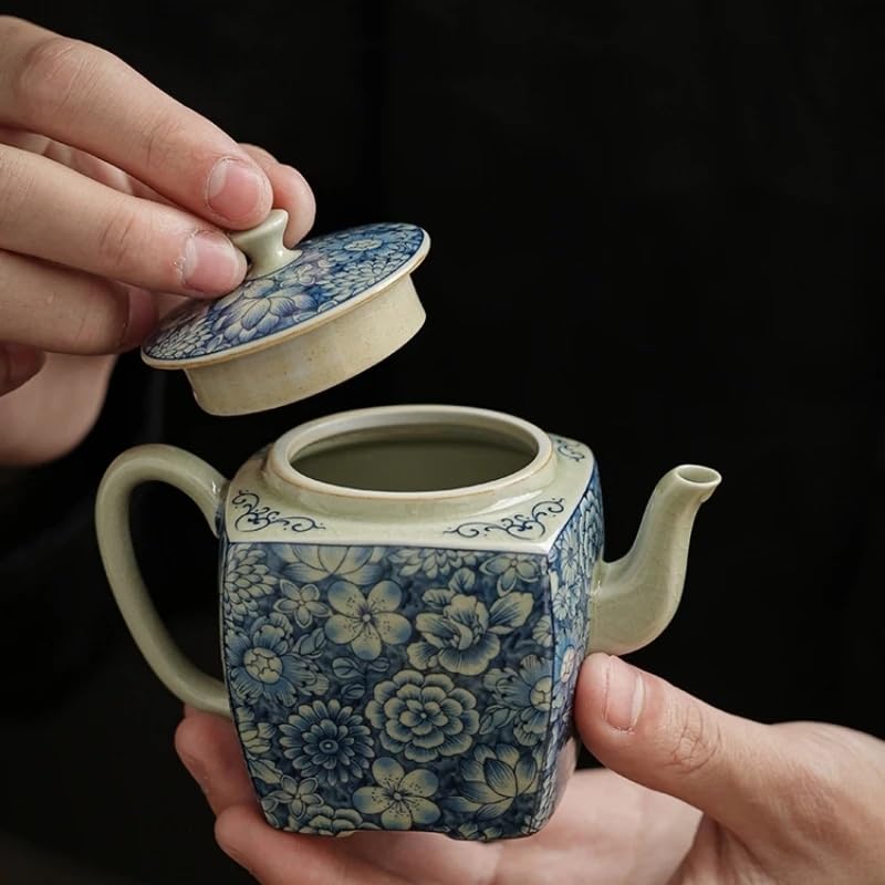 Ceramiczny czajnik w kolorze niebieskim i białym, czajniczek i zestaw do herbaty, domowy zestaw do herbaty w stylu retro, chiński zestaw do ceremonii parzenia herbaty