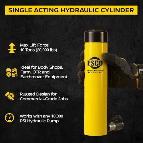 Image of Esco 10 Ton Hydraulic Ram Cylinder, 10 in. Stroke