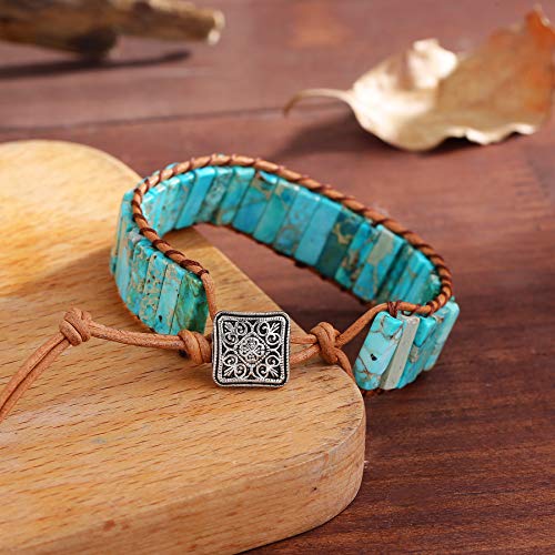 Image of Plumiss Women Boho Handmade Natural Stone Crystal Leather Bead Wrap Bracelets Collection