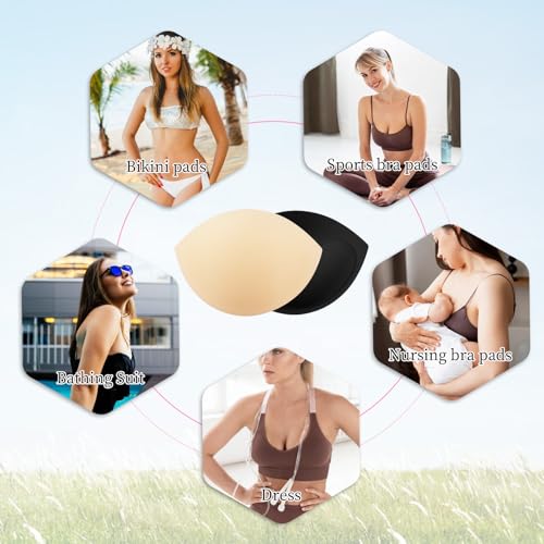 2 Pairs Small Size Bra Inserts Breast Enhancers, Women's Push Up Bra Pads Inserts, Push up Swimsuit Pads, Fits A Cup4