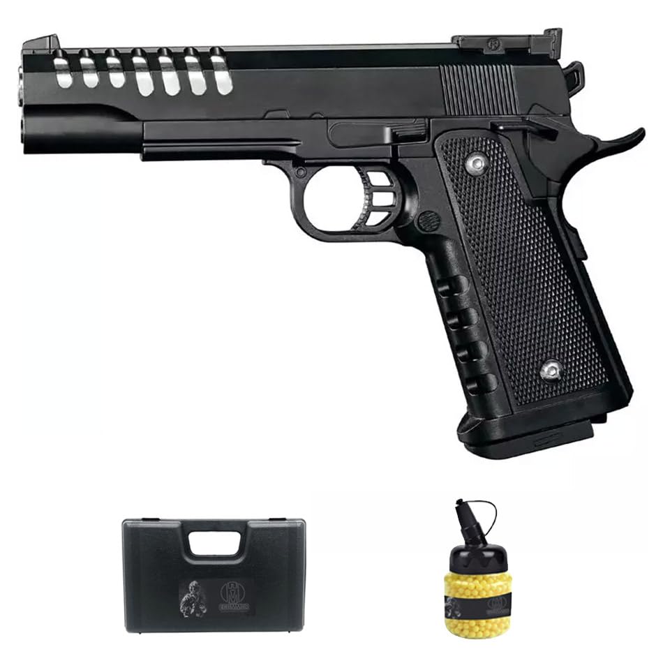 Pistola Saigo M1911 HI Capa Muelle (6mm) | Pistola de Airsoft Calibre 6mm + biberón + maletín. Pistola de iniciación al Airsoft