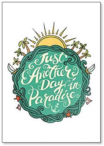 Illustration D Ete Avec Vagues Palmiers Aimant De Refrigerateur Avec Citation Just Another Day In Paradise Amazon Fr Cuisine Et Maison