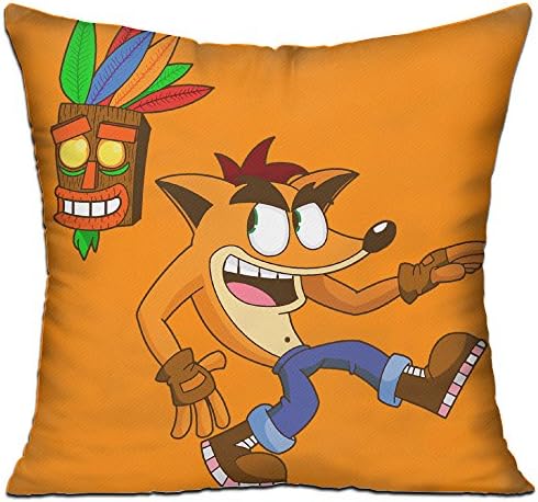 YesTown Crash Bandicoot & Aku Aku Throw Pillow Soft Velvet Core Included,18"X 18"