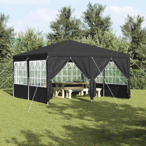 Carpa plegable 4x4 m antracita con 8 paredes impermeables para jardín 3