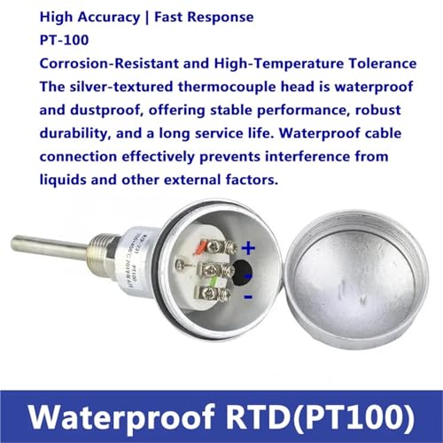 Sensor RTD PT100 de acero inoxidable con termopar de rosca 1/2 para tanques 4