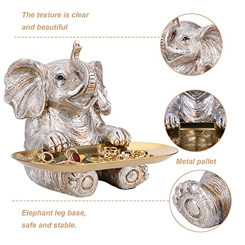 Silver Elephant Statue For Home Decor Accents Living Room Bookshelf Tv Stand Office. Trinket Dish. Retirement Appreciation Gift -Gift For Mom Boss Co-Workers, Teachers, Nurse, Friends, Wife, Sister #TOP2