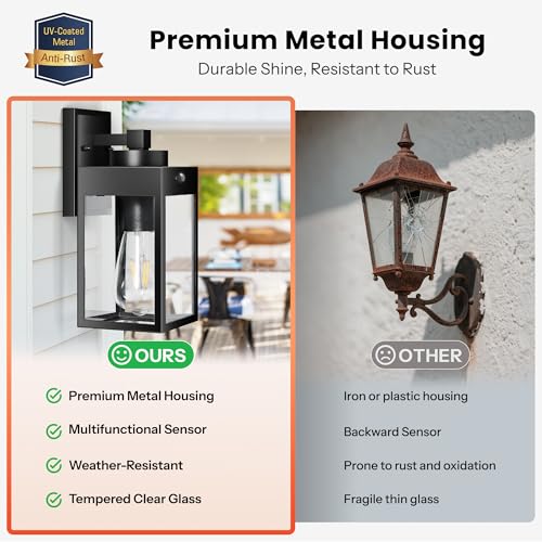 Image of Gleamz 2-Pack Motion Sensor Exterior Light Fixtures Wall Mount for House