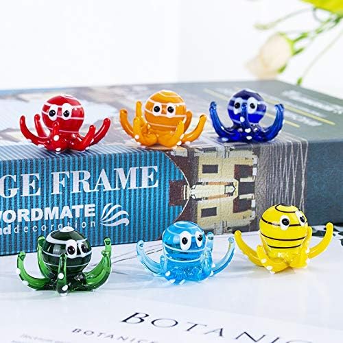 HDCRYSTALGIFTS Family Octopus Handmade Glass Figurines Glassblowing Artwork Colorful Animal Figure Crystal Fish Tank Ornaments Aquarium Decorations