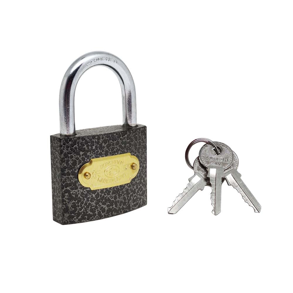 Volo Heavy Duty Iron Padlock, Antipick Hardened, Size 50mm (Color: Black)