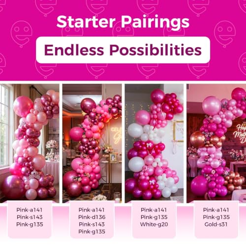Image of Bezente Pearl Hot Pink Balloons Latex Party Balloons 100 Pack 12 inch