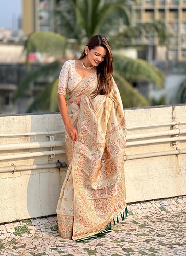 Image of Original Pashmina Kashmiri Silk Zari Woven Saree