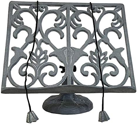 Cast Iron Ornamental Cook Book Stand Recipe Holder in Grey