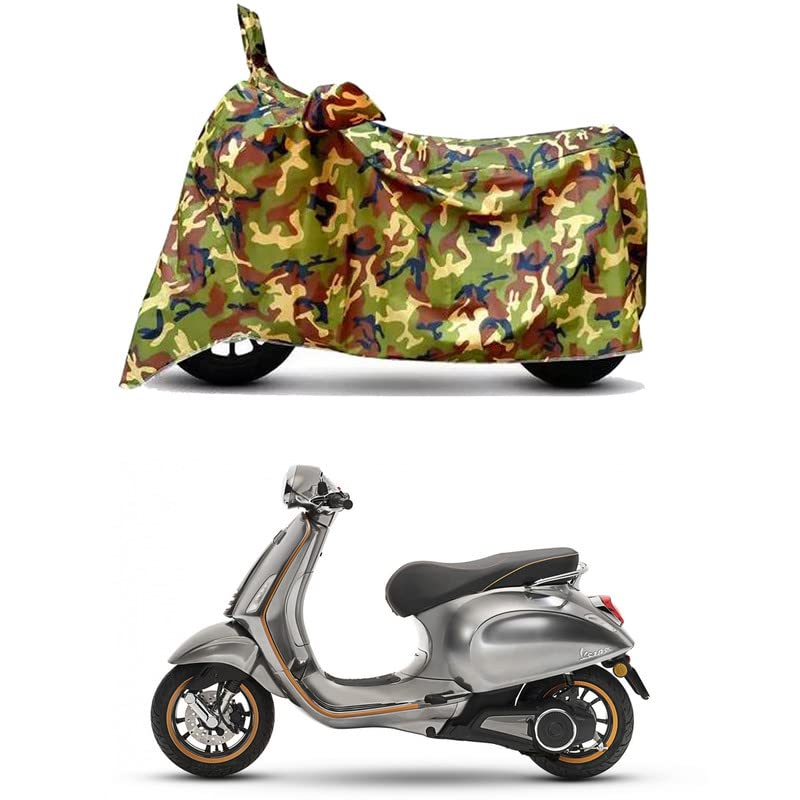 Image of Waterproof 100% PVC Coated Full Bike Scooty Two Wheeler Body Cover Compatible for Vespa Elettrica /UV-Rays /Heat Protection /Birds Dropping /Scratchproof /Dust Proof s[6X6 Jungle Print]