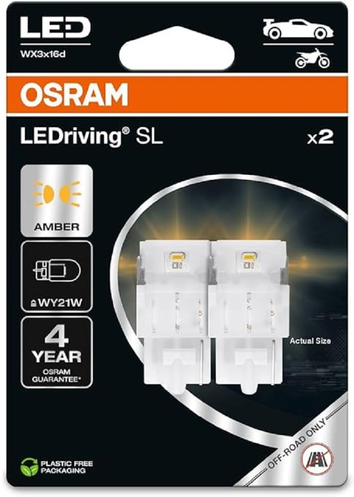 OSRAM LEDriving SL, ≜ WY21W, Amber, Double Blister (2 lamps), LED Retrofit, offroad use only