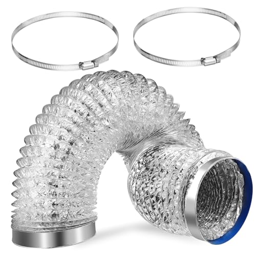 Cabilock Manguera De Ventilación De Aluminio Manguera De Ventilación Para Secadora Abrazaderas Livianas Conductos Tubo Interior Cinta De Escape Cinta Aislante De