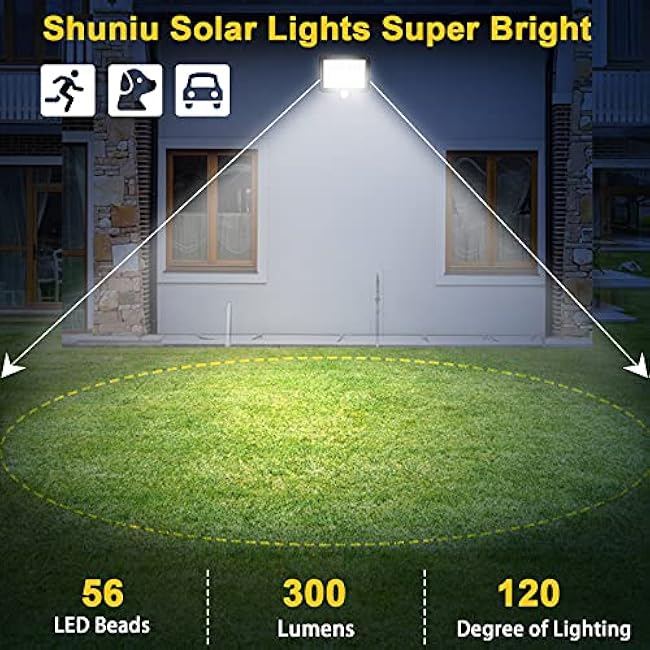 Solar Lights Outdoor with Motion Sensor, 56 LEDs Ultra Bright IP65 Waterproof Separable Solar Porch Light, Solar Security Light for Patio Yard Deck Garage Driveway Porch Fence (2 Pack)