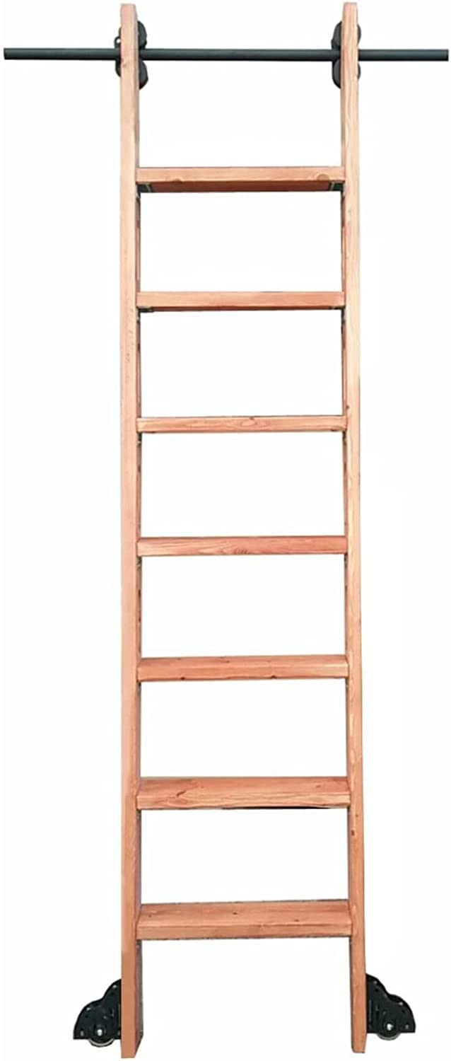 QYMYOZ Sliding Hardware Rolling Library Track kit,Sliding Barn Door Kit 3.3ft-20 ft,Round Tube Mobile Ladder Track with Floor Rollers for Home/Indoor/Loft,16ft/500cm Track kit