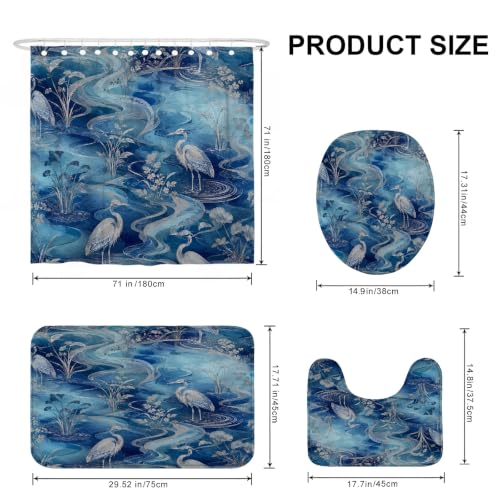 Ensemble rideau de douche fleurs d'eau bleu pour sublimer votre chambre d'amis - 4