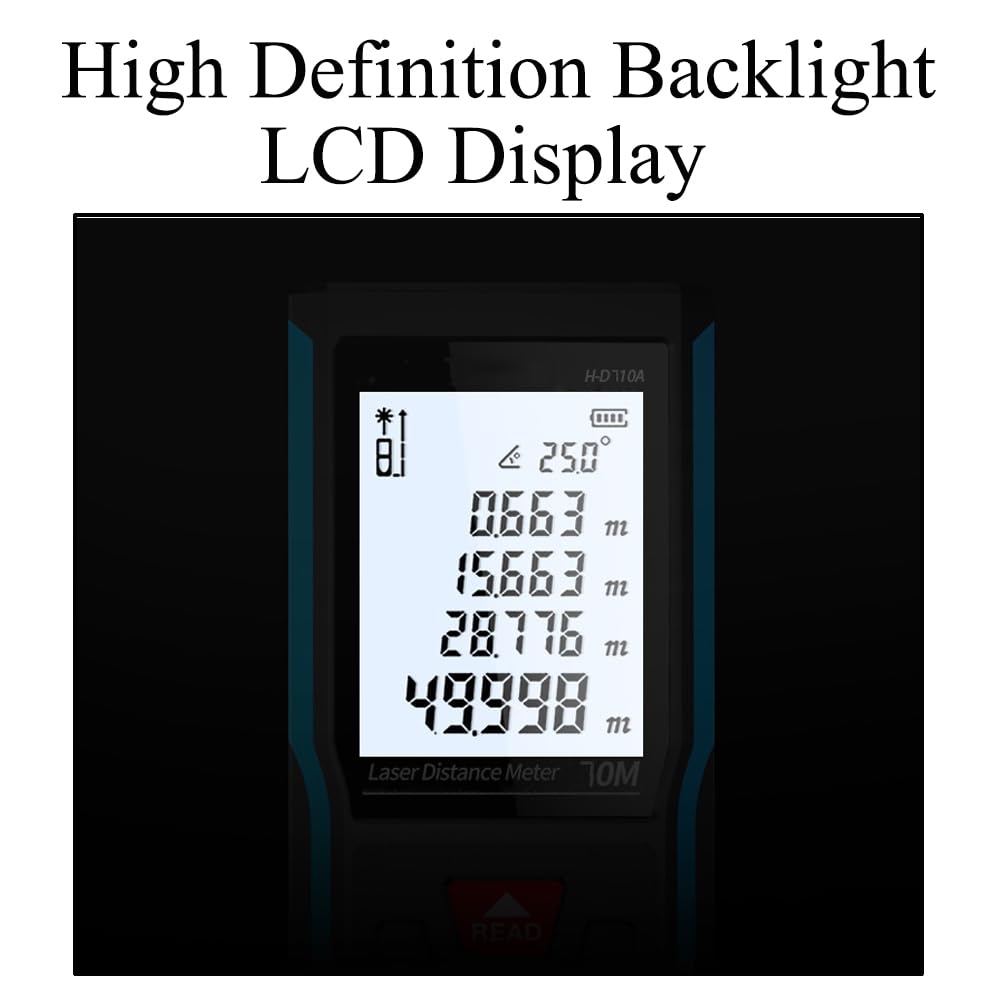 Medidor de distancia láser de 70 m, medición láser IP54 de semillas de roca, dispositivo medidor de distancia láser portátil, cinta métrica láser digital con pantalla LCD retroiluminada